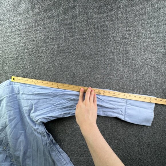 Thomas Pink Long Sleeve Button Up Shirt Men Cotton Blue Check 18 Slim Fit Woven - Picture 12 of 13